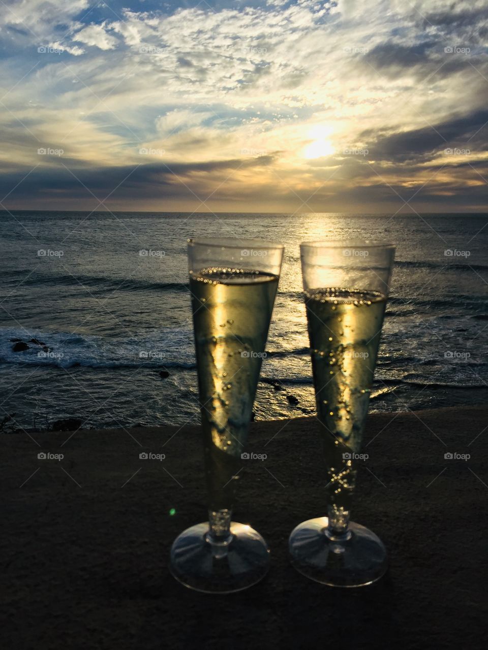 Champagne at sunset