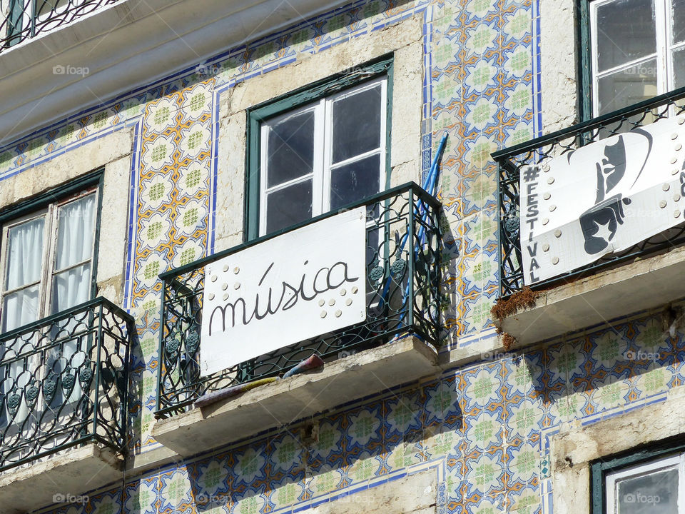 Balcony  in Lisbon. A balcony in Lisbon