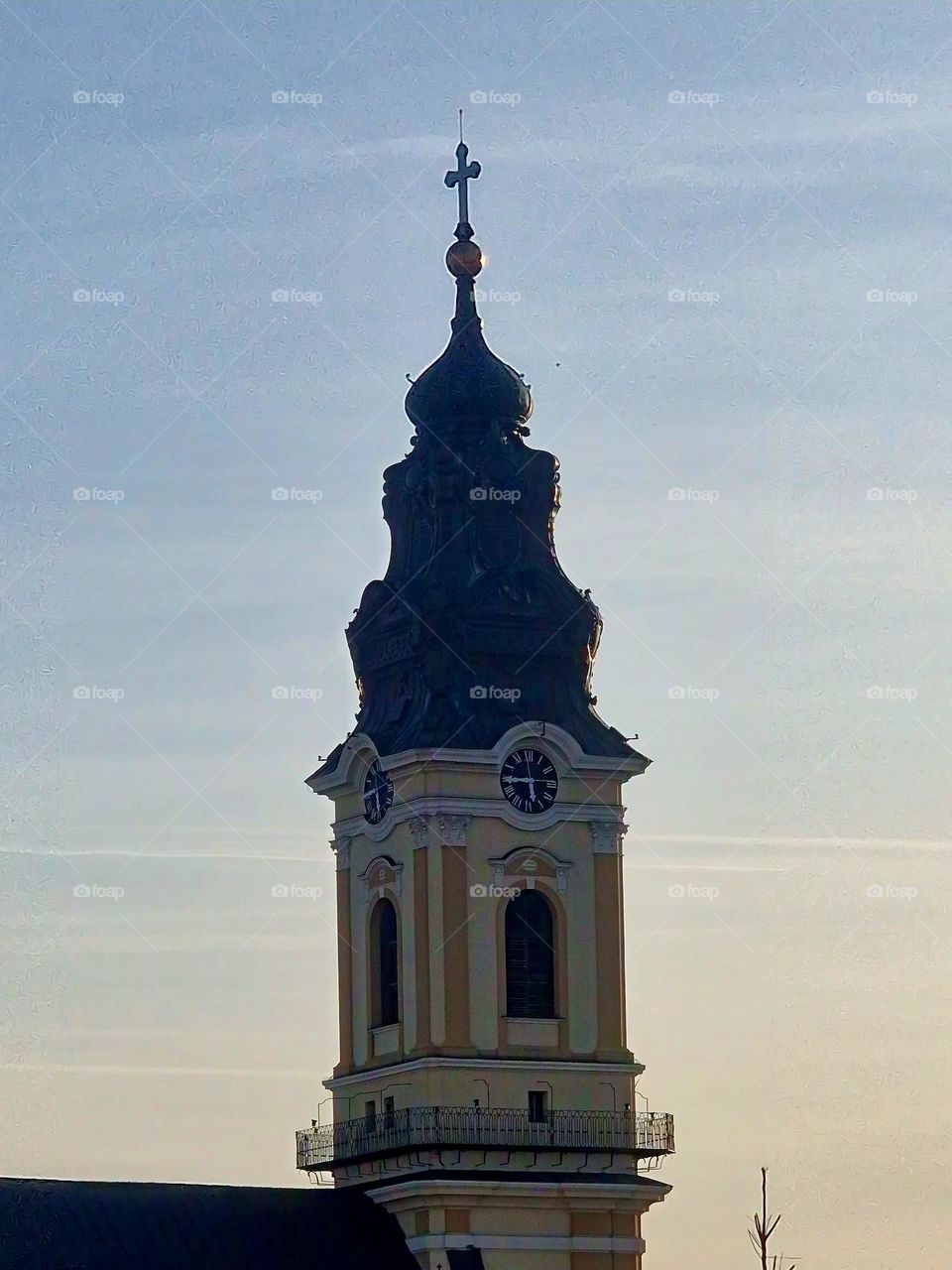 the tower of the Roman Catholic church in Oradea