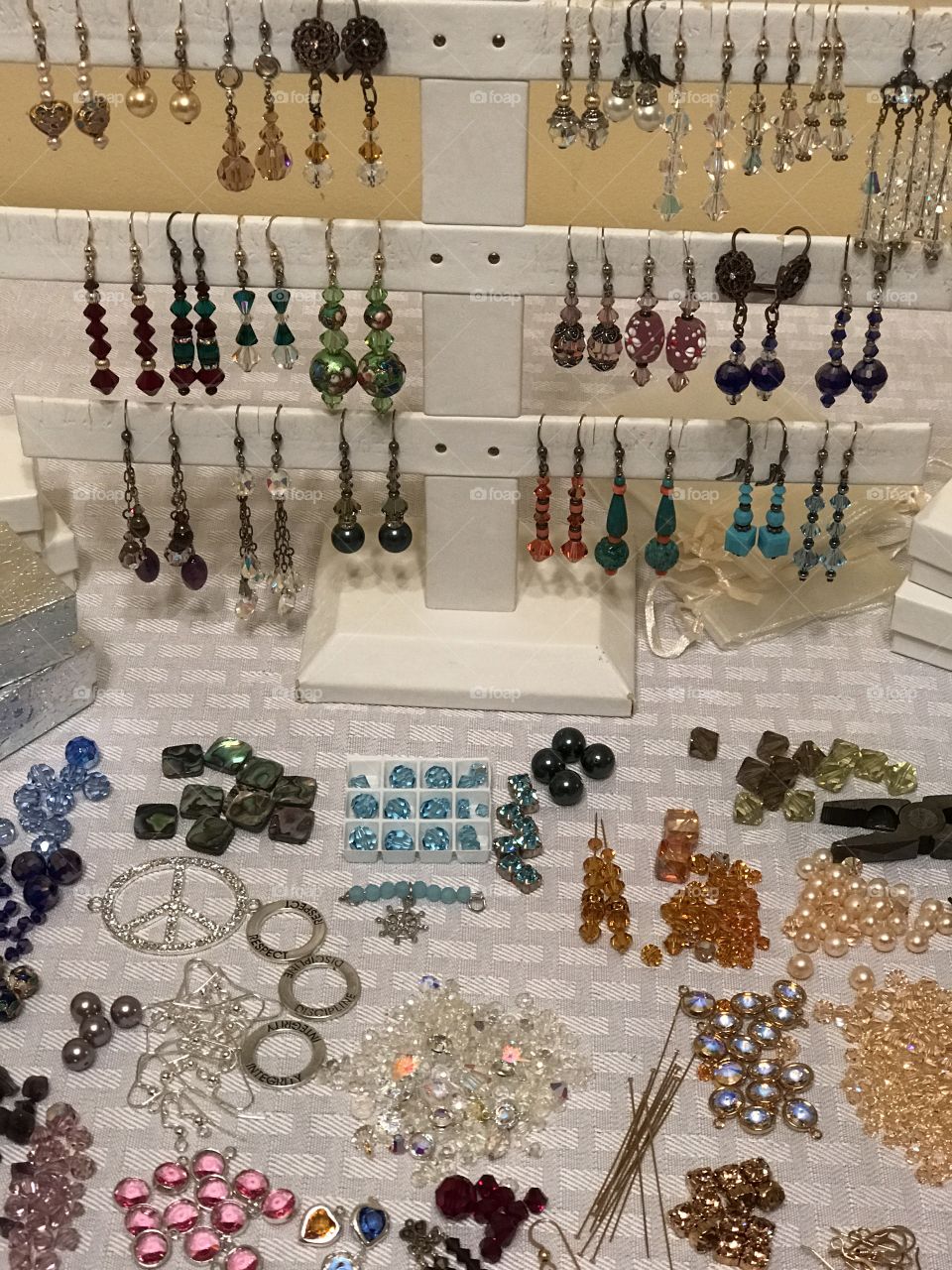 Making crystal earrings 