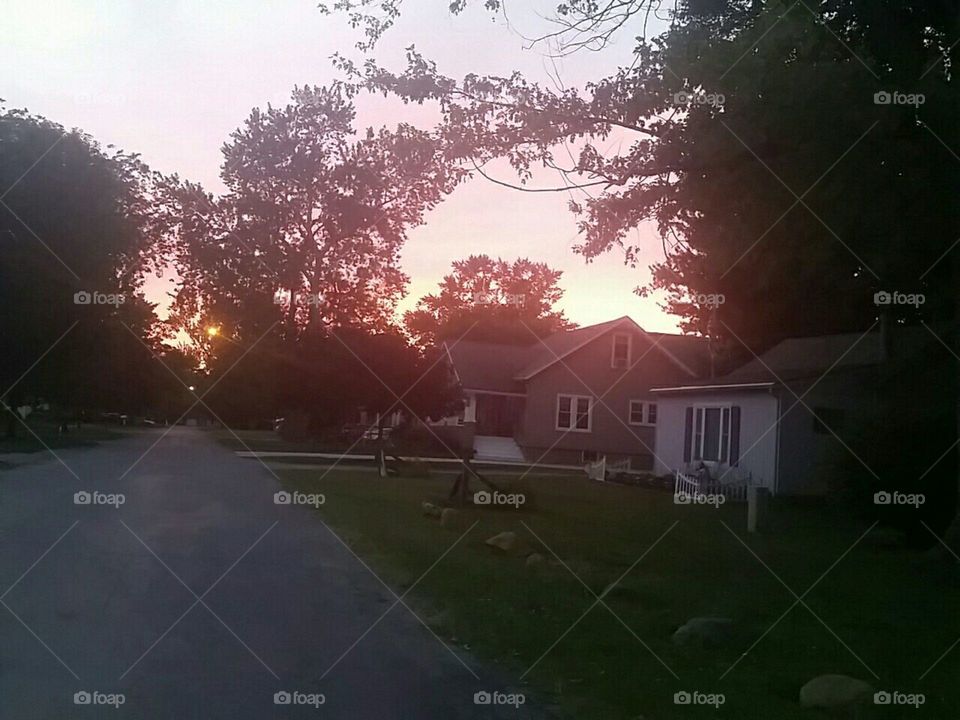 homes with sunset