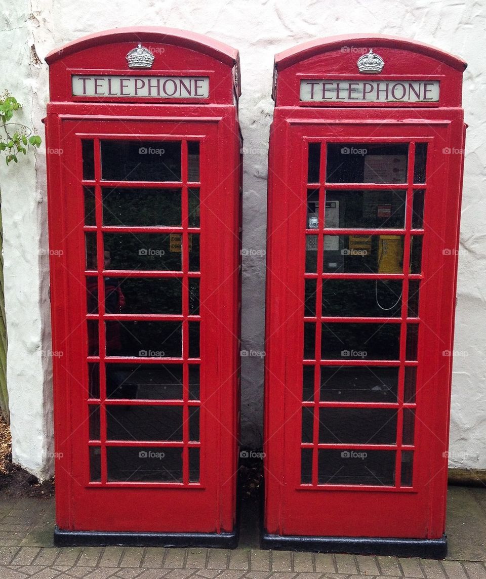 Two British Red Telephone Boxes