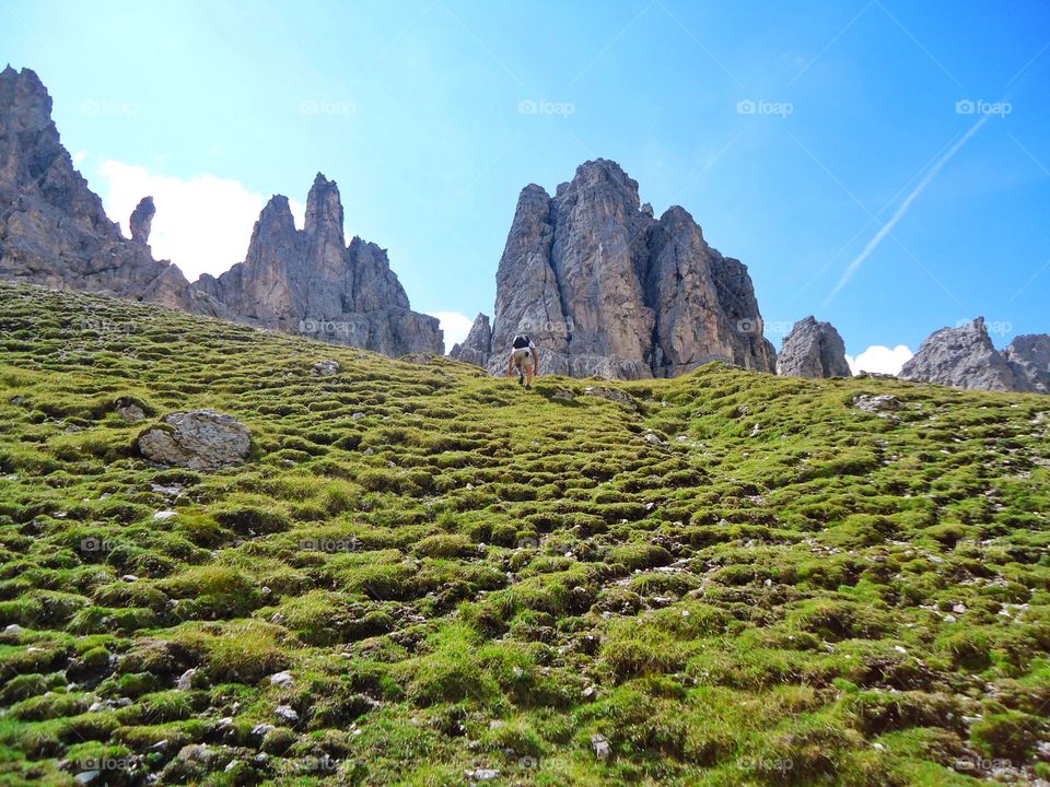 Low angle view of a men climbing on hill