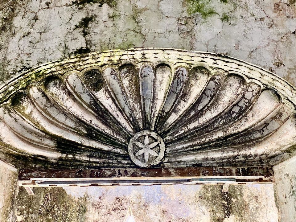 The decorative transom above a door in an old Spanish hacienda 