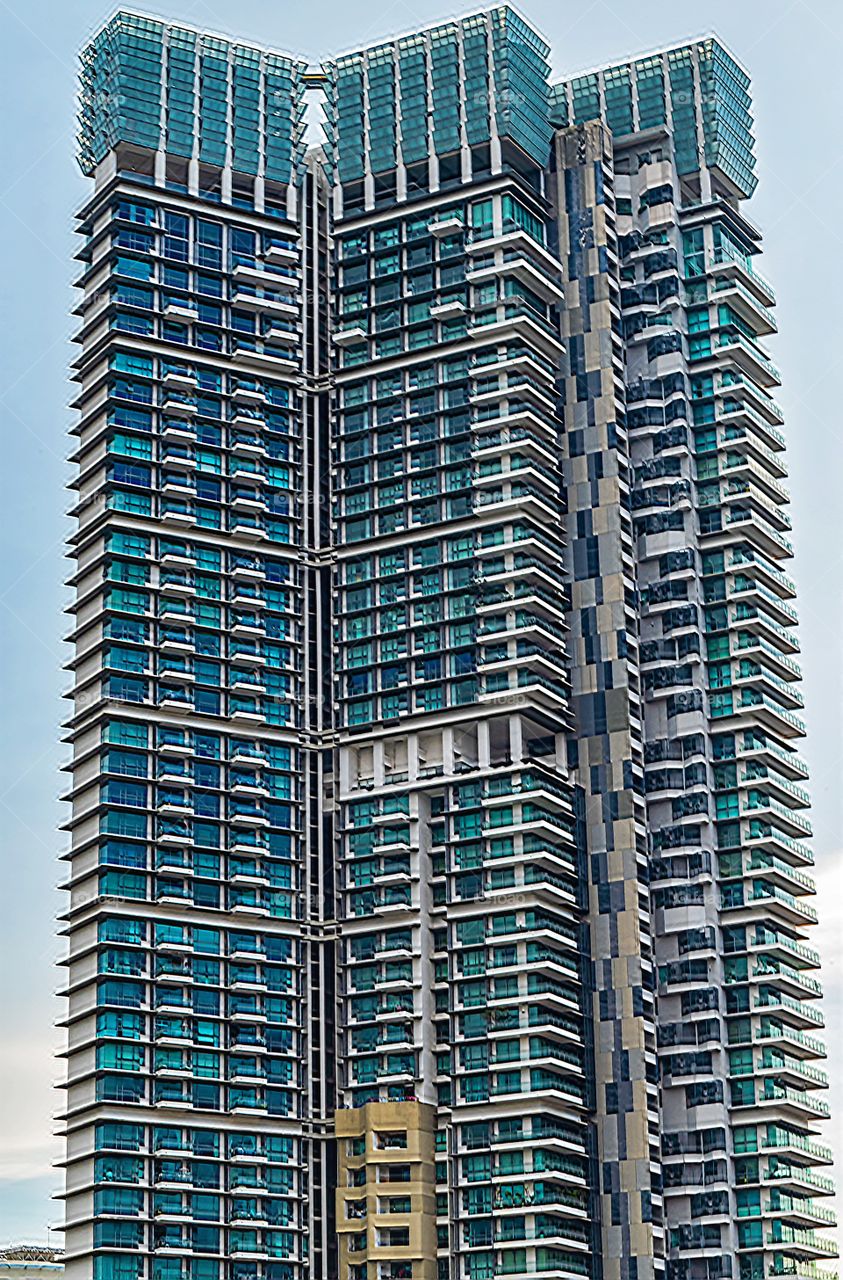 Beautiful skyscraper in front of blue sky background in Bangkok Thailand