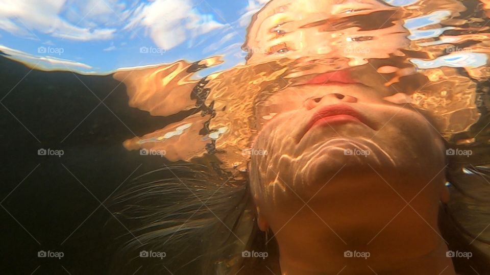 woman under water