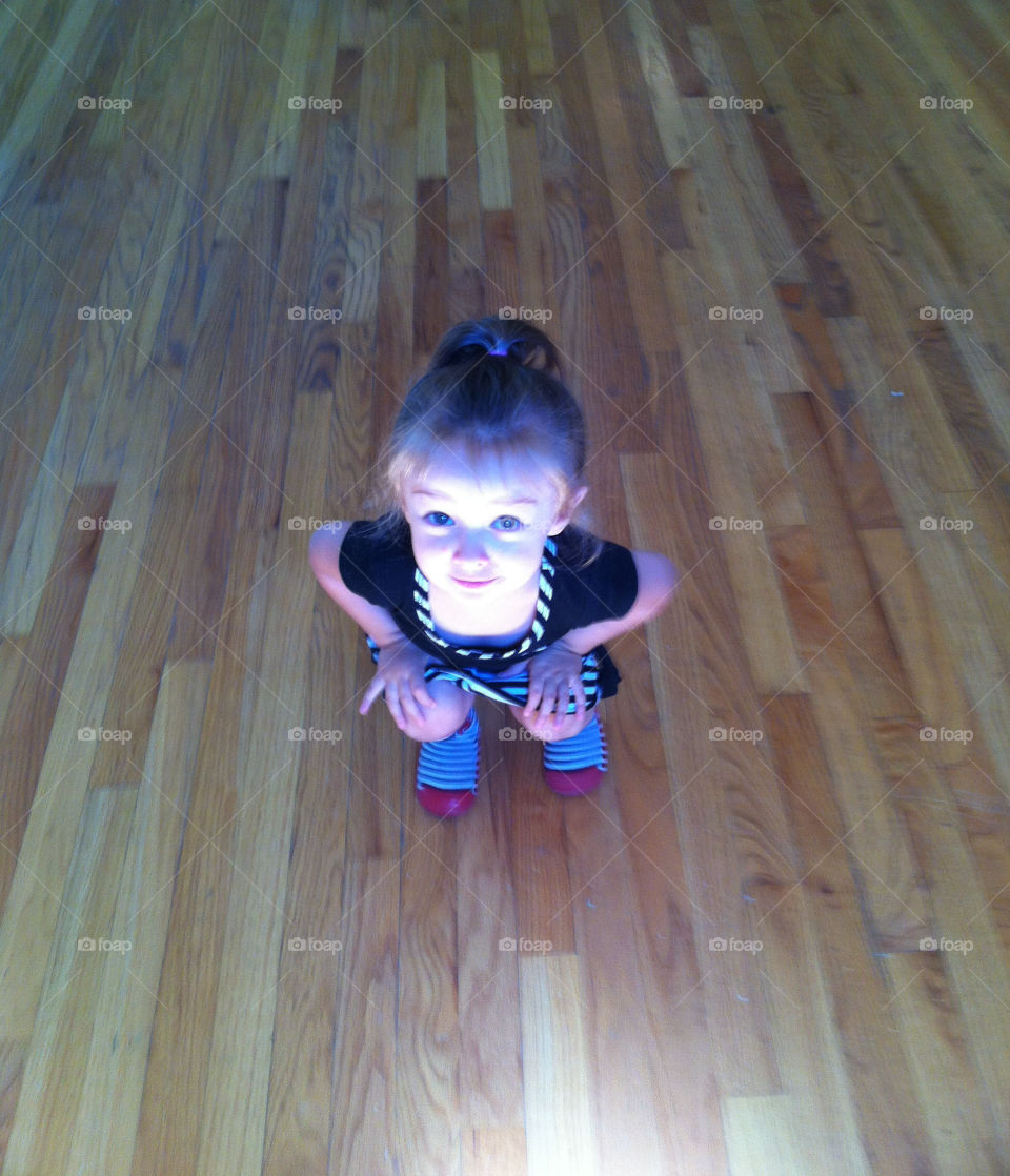 Crouching Bean. My daughter, in my parents old house before they moved. 