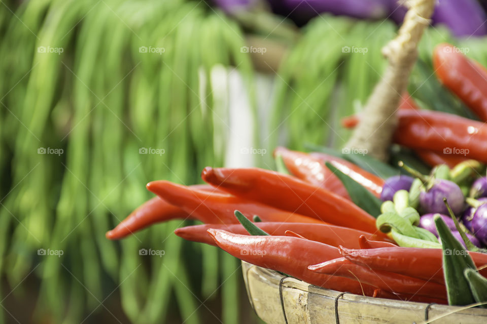 A fresh red chilli, lots of beautiful.