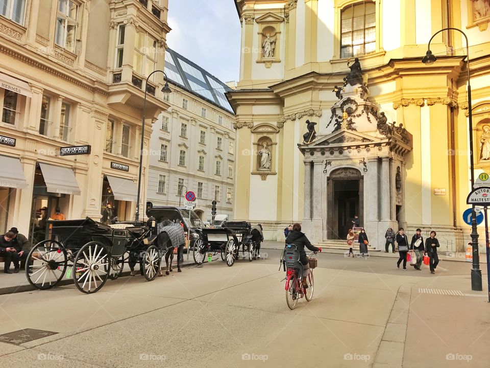 Chariots and cycle ride in Vienna, Austria 