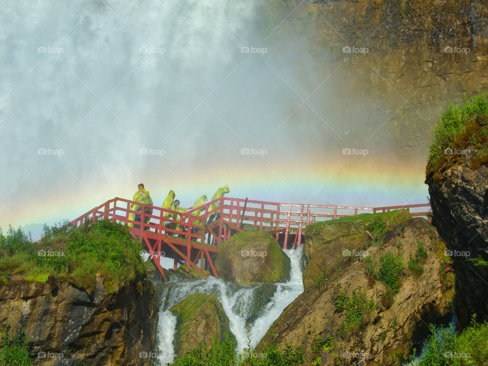 people are rainbow at Niagara falls