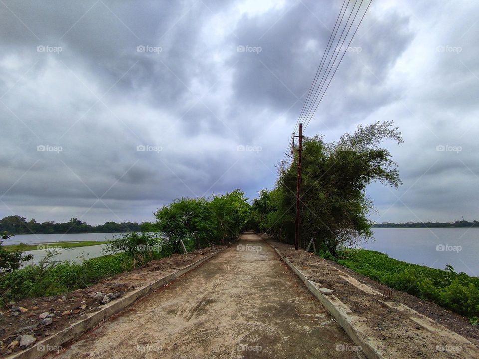 jogging path in the middle of lake