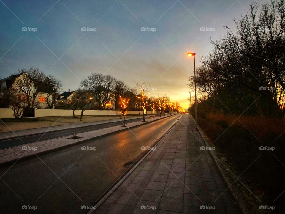 The setting sun on a street in downtown Reykjavik.  I was alone and that was ok.   This moment was for me.