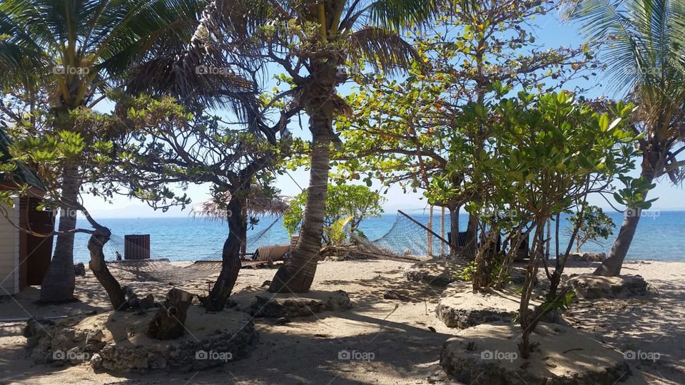 Chilling and a calming holiday atmosphere at an islet resort Fiji