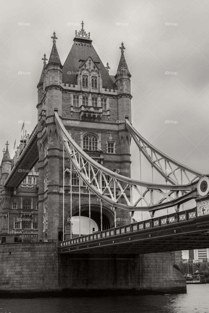 Black and white photo of Tower bridge, London,UK