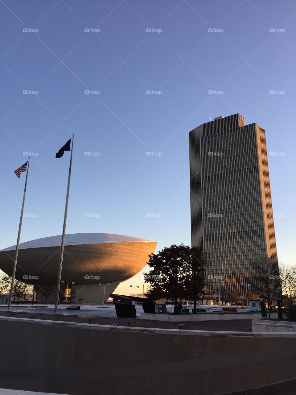 The Egg and the Corning Tower at The Empire State plaza, Albany NY