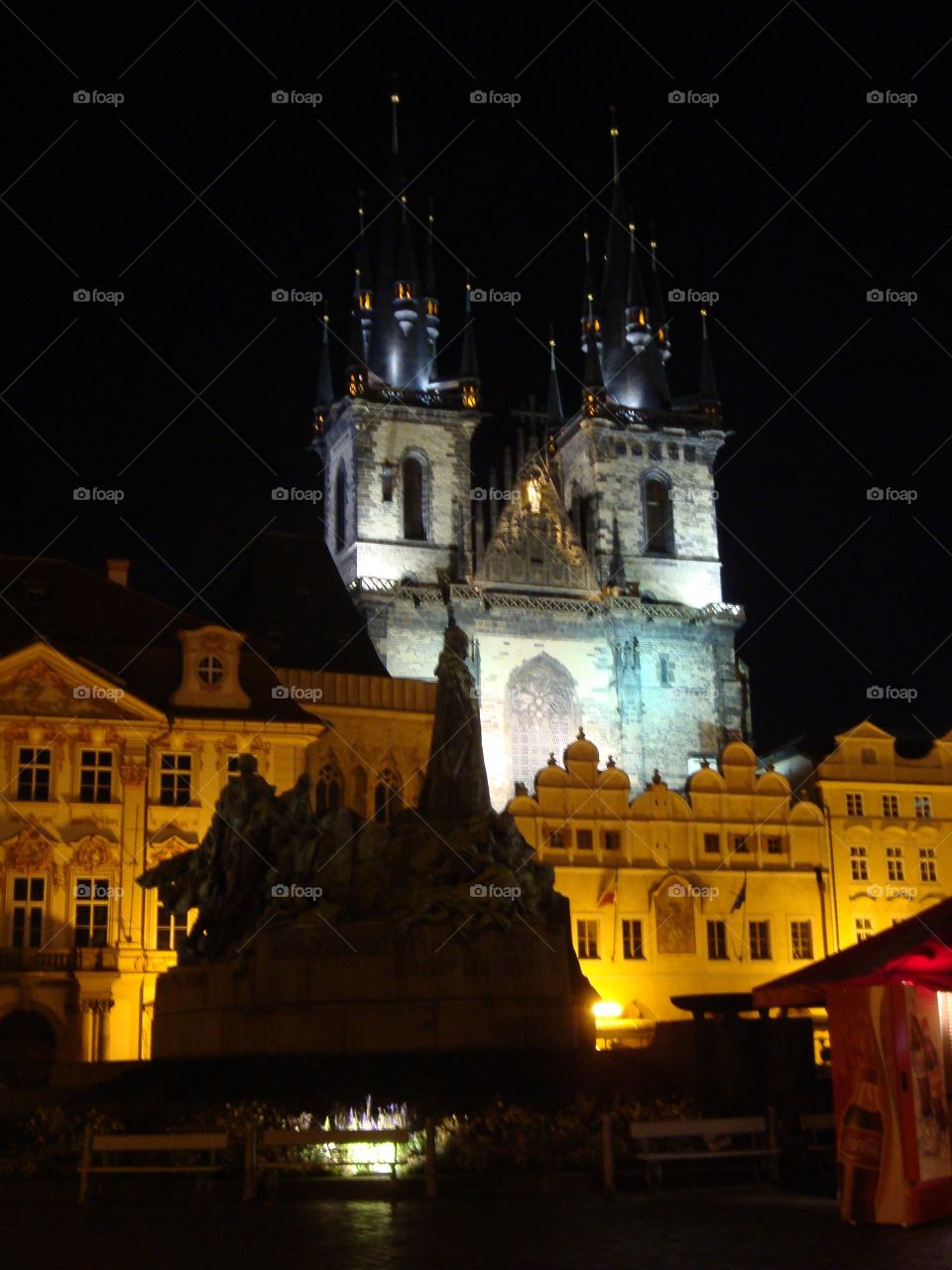 Night view is square in Prague 