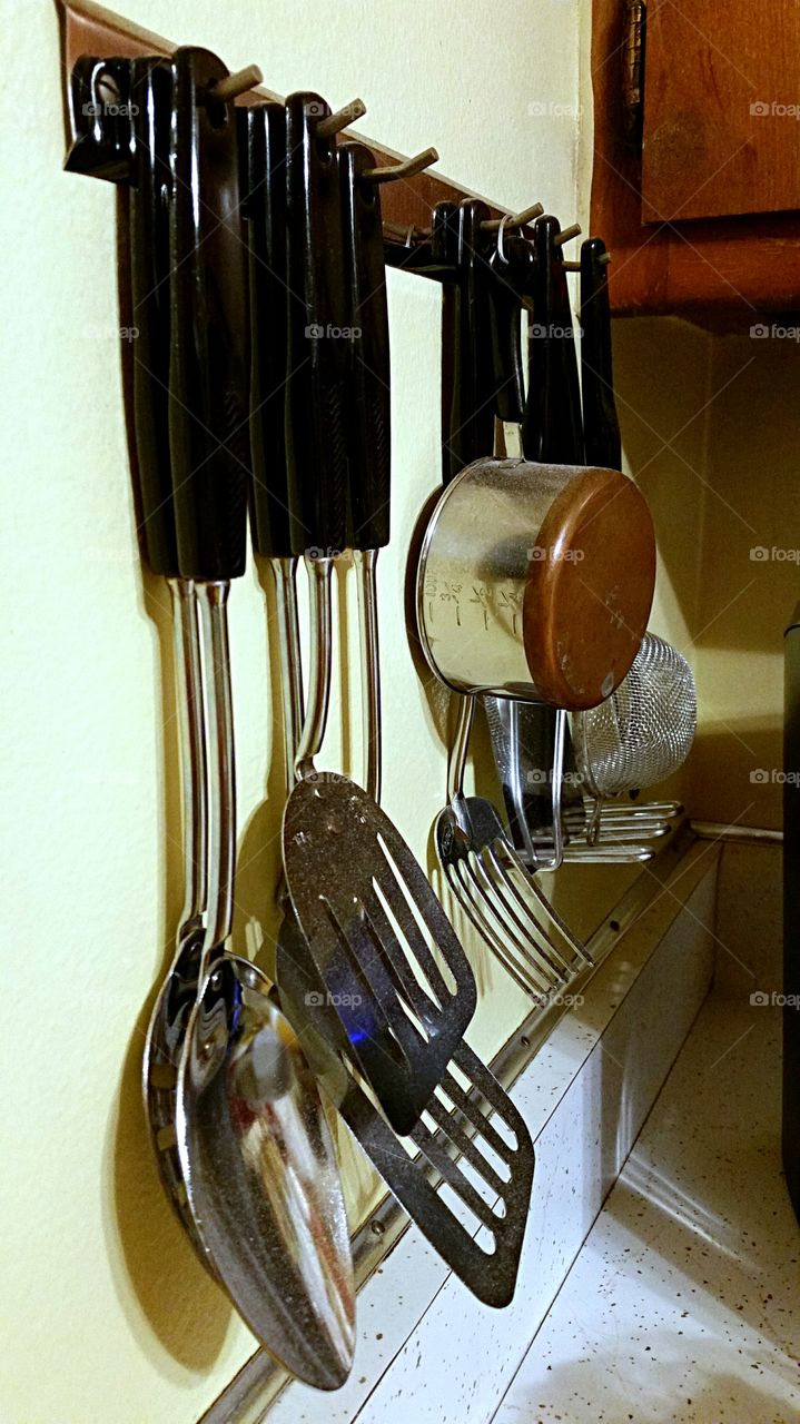 Kitchen Utensils. Retro Stainless steel kitchen utensils