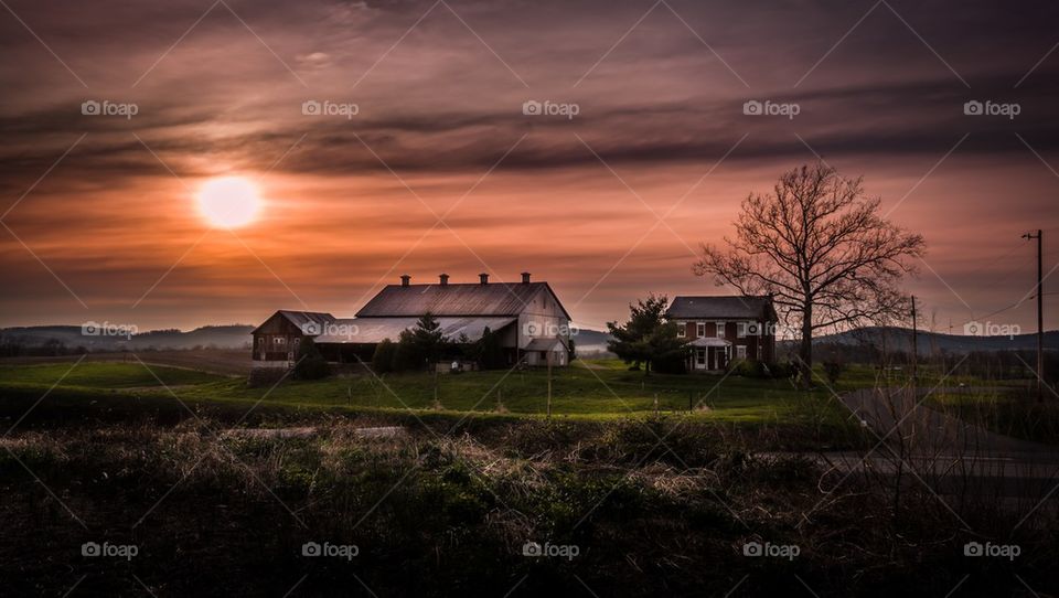 Sunset on the farm