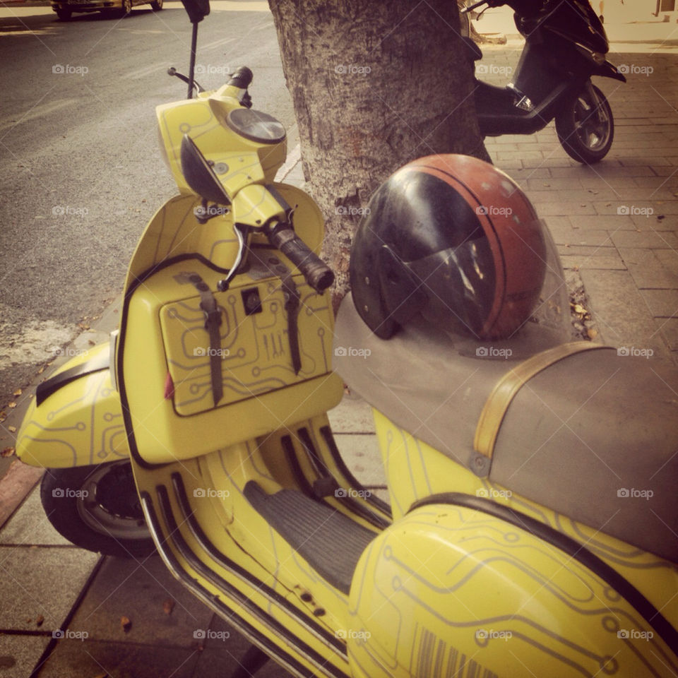 yellow tree vintage design by lenusik