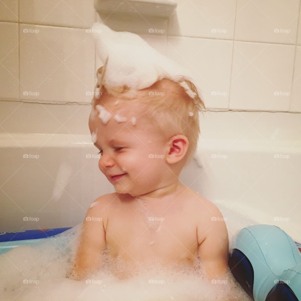 Cute baby in the bathtub 