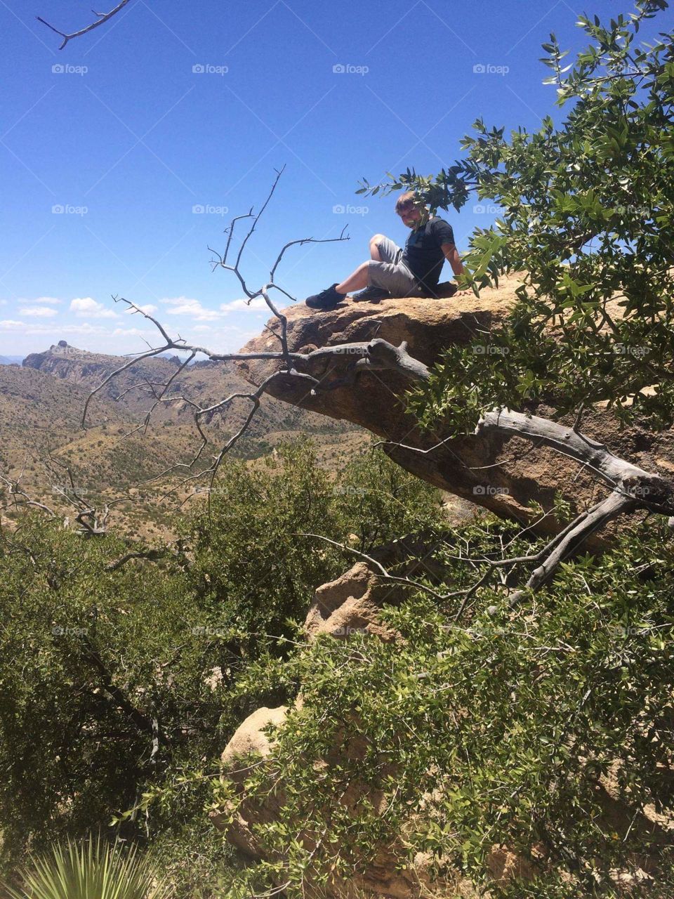 on a ledge