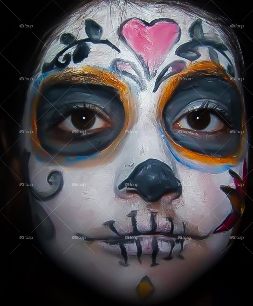 Sugar girl. Girl in sugar skull face paint