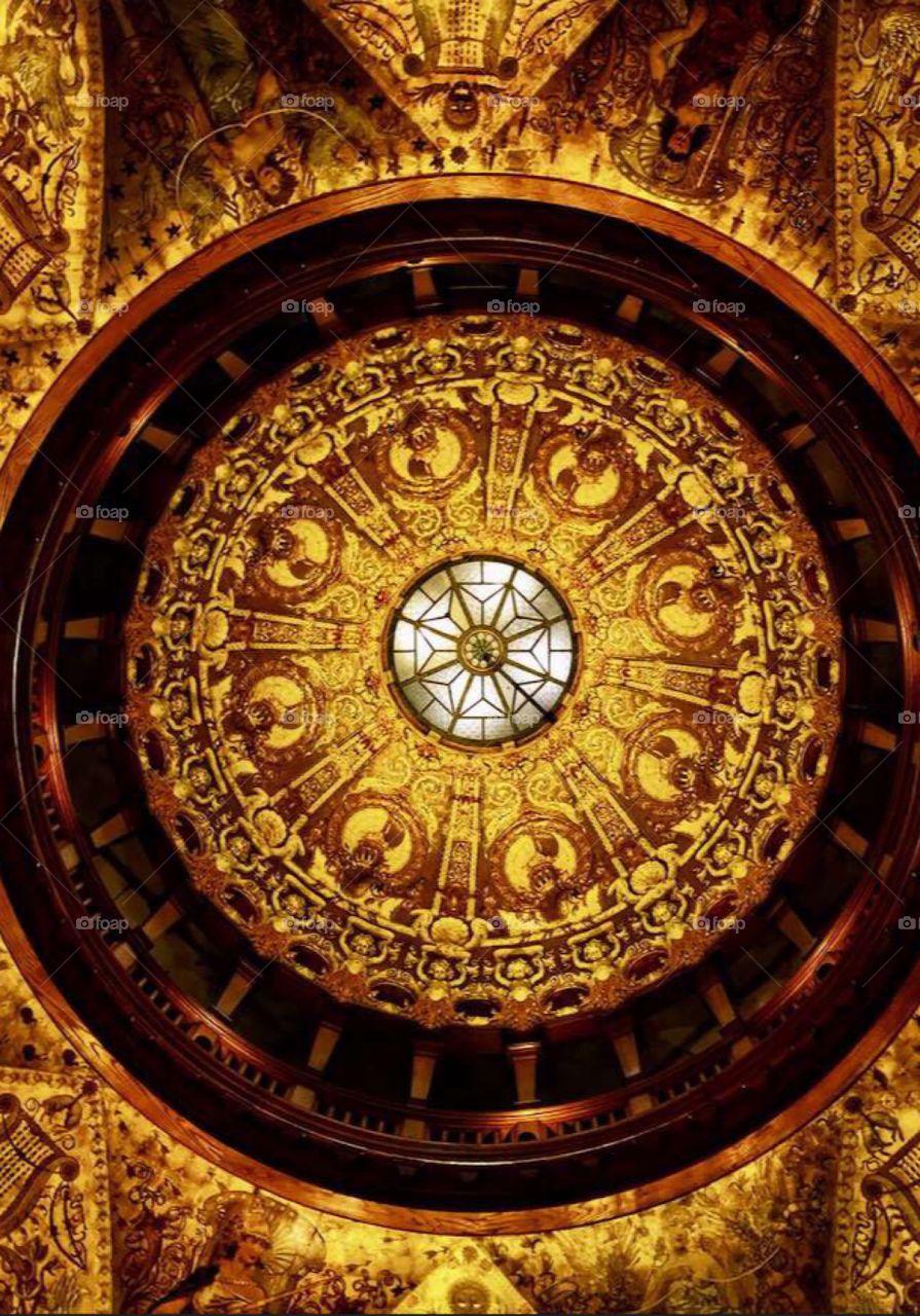 Domed ceiling inside of Flagler College—taken in St. Augustine, Florida 