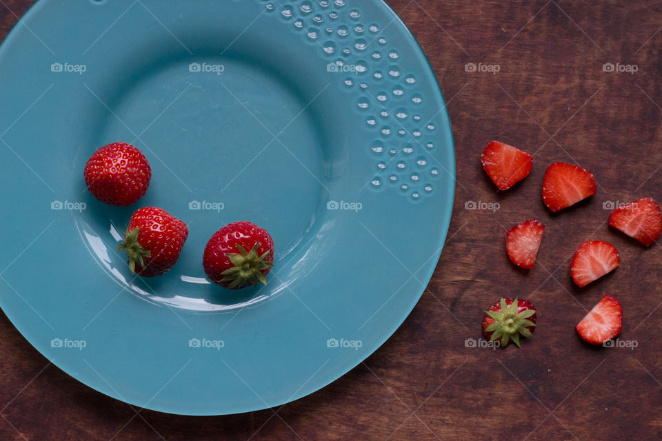 Overhead view of strawberries