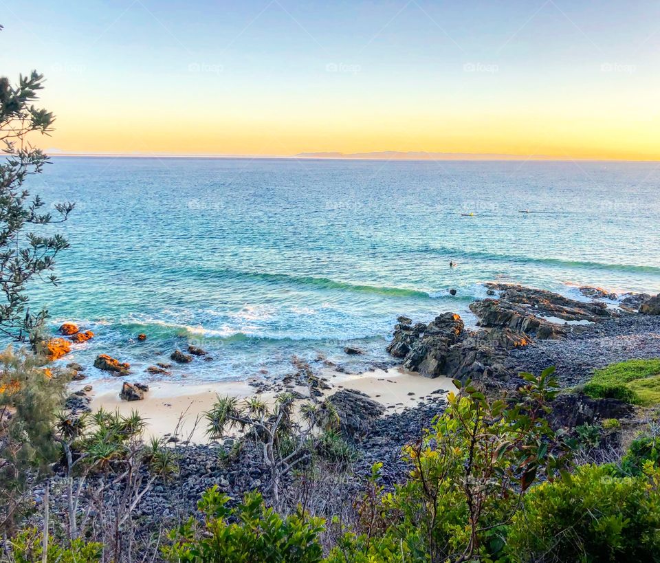 Sunrise at a deserted tropical beach 