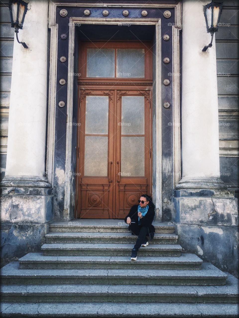 Girl near door