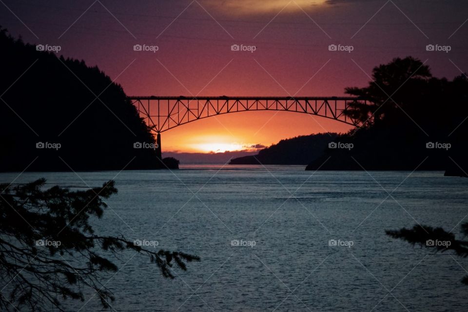 Deception Pass Bridge at Sunset