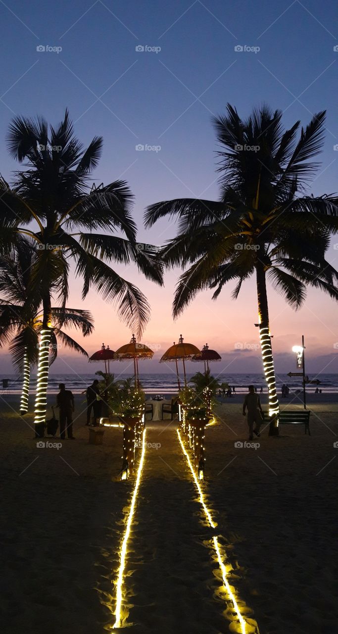 diner on the beach of Leela Goa