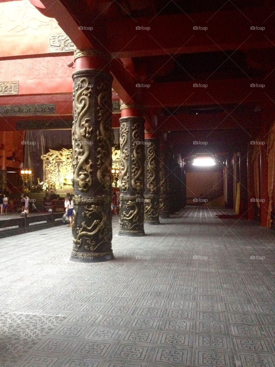 Decorated columns in a traditional Chinese palace