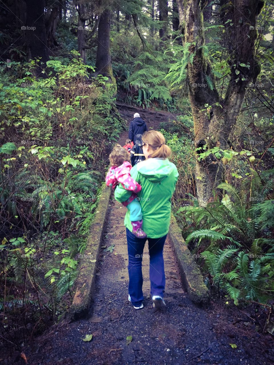 Mommy and children hike