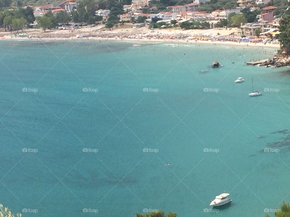 View on Golden beach in Thassos island, northern Greece