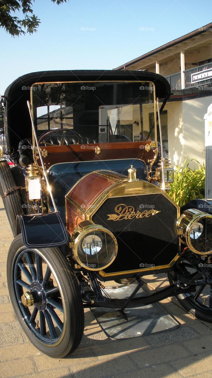 vintage Pierce car close-up from classic car show in California