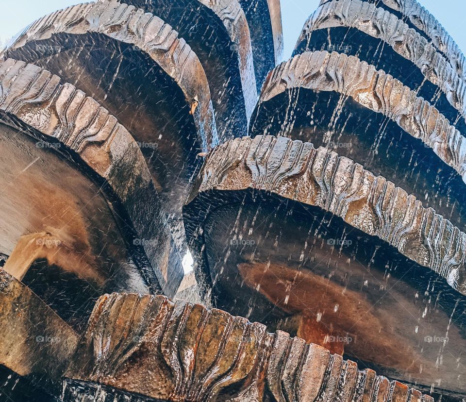 Close up of a fountain in the retro-look of the 1970s
