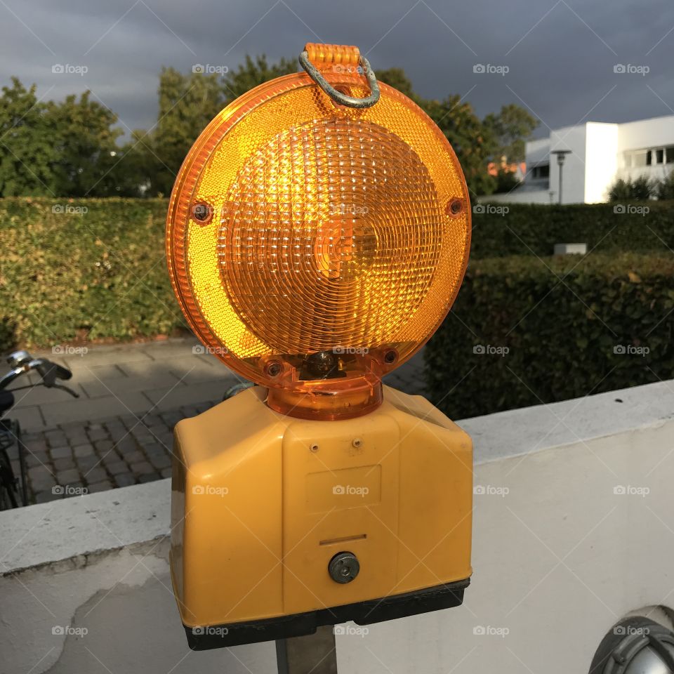 Orange warning light close-up