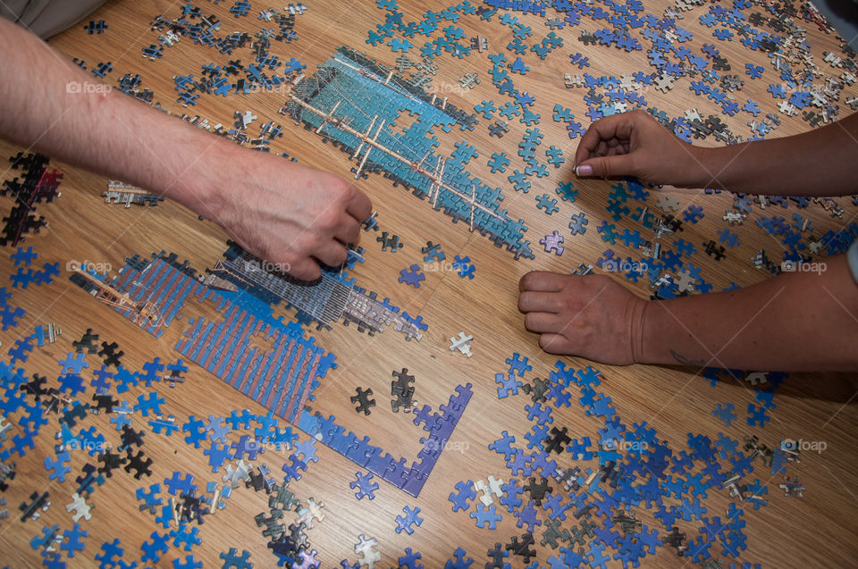 Working together on a puzzle