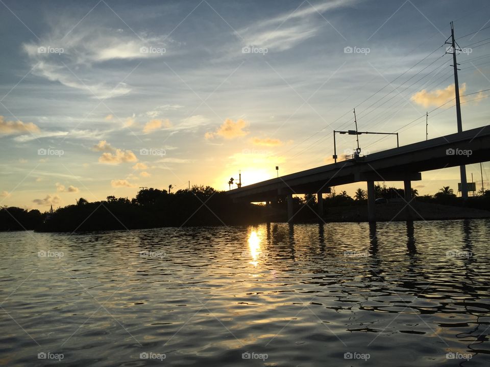 Snake Creek bridge at Sunset, Islamorada, Florida 