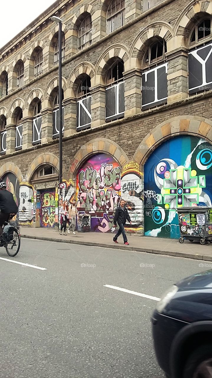 Architectural Building with Graffiti 