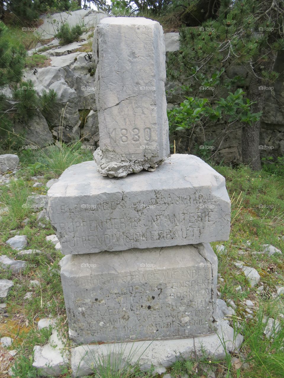Mountain Orjen Montenegro stone landmark set by Austrohungarian army in 1830. year