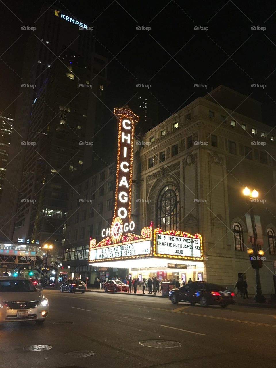Chicago Theatre at Night