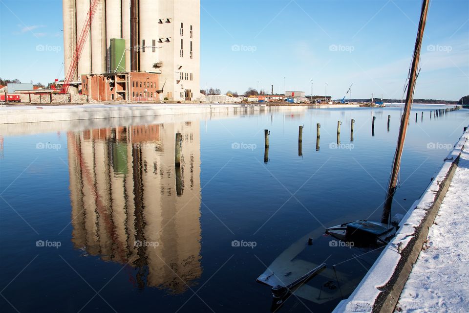 Silo at the harbor in Norrtälje, Sweden 