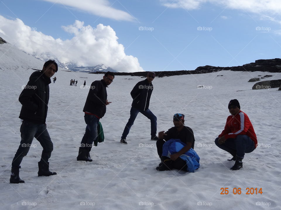 Friends enjoying in winter