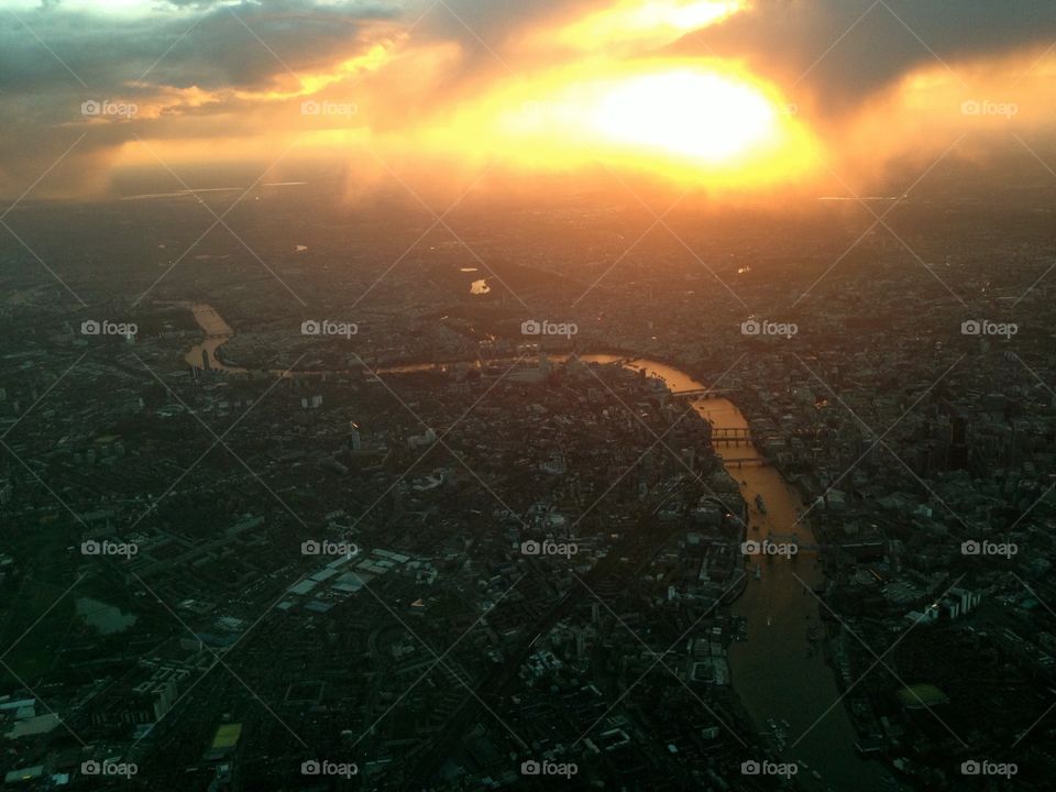 Sunset above River Thames, London, England