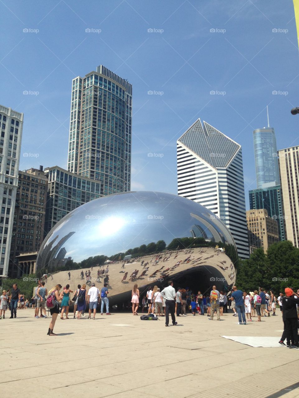 "Cloud Gate" in Chicago. Skyline included. We locals lovingly refer to it as "The Bean." 