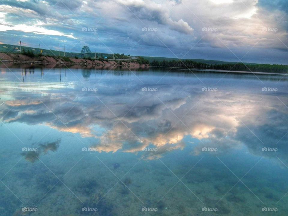 Clouds reflecting on lake