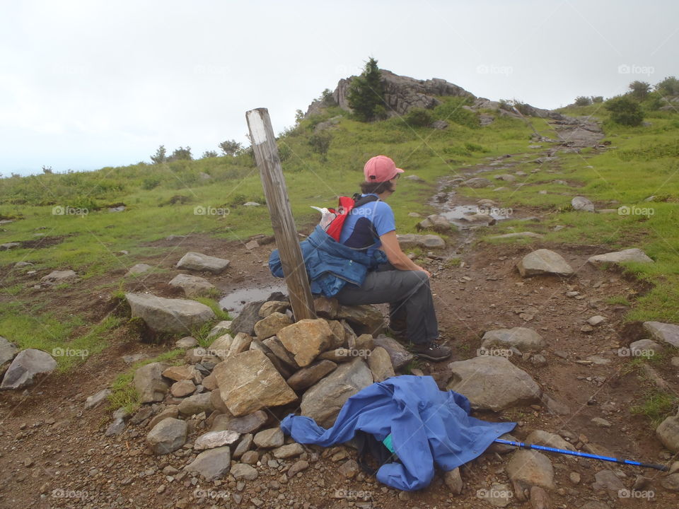 Hiker takes a break