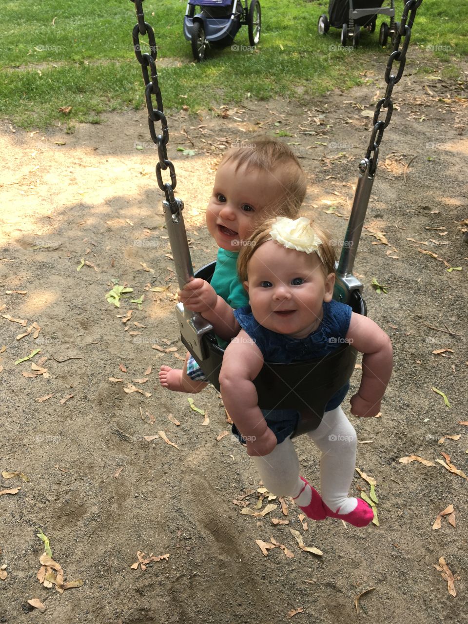 Children swinging